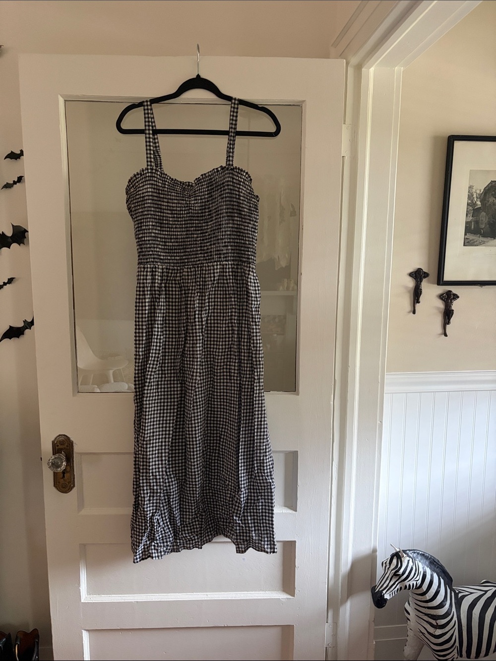 H&M Black and White Gingham Midi Sundress
